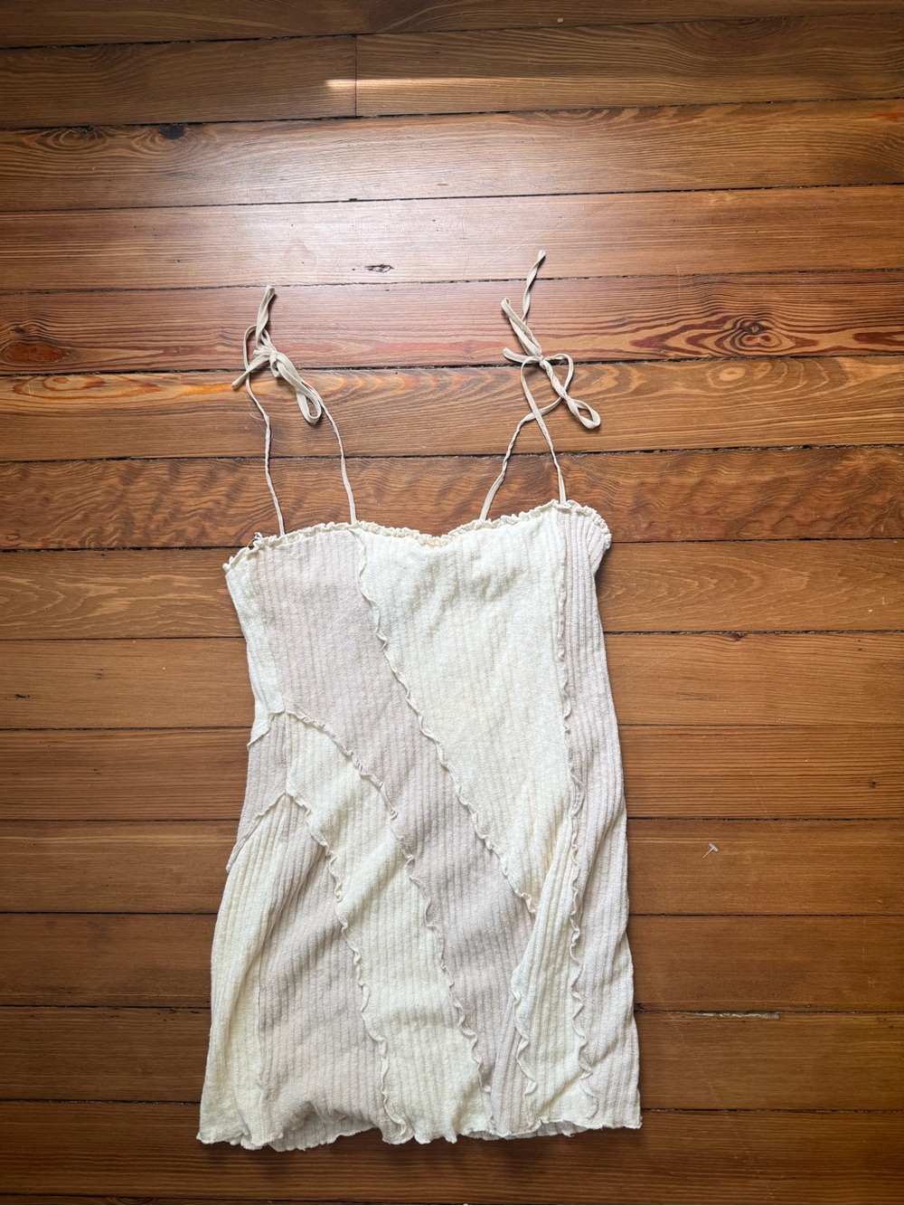 Urban Outfitters Cream Tie-Shoulder Mini Dress